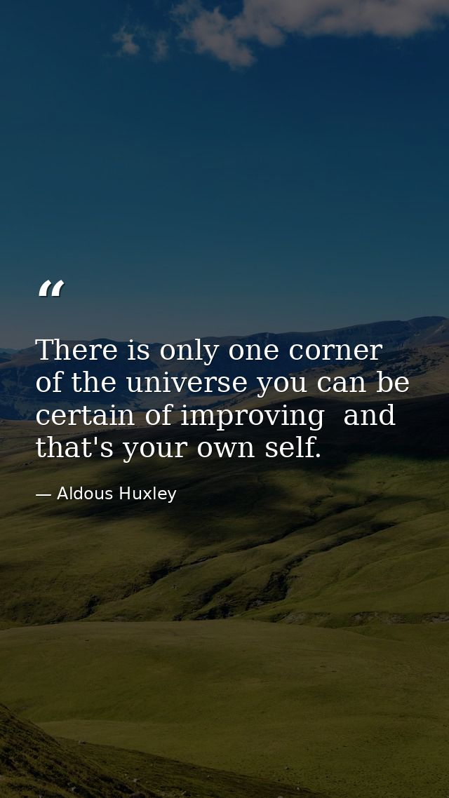 There is only one corner of the universe you can be certain of improving  and that's your own self. — Aldous Huxley