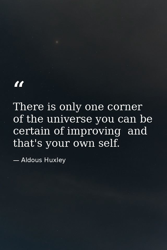There is only one corner of the universe you can be certain of improving  and that's your own self. — Aldous Huxley