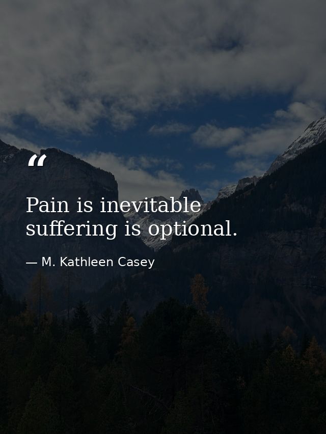 Pain is inevitable  suffering is optional. — M. Kathleen Casey