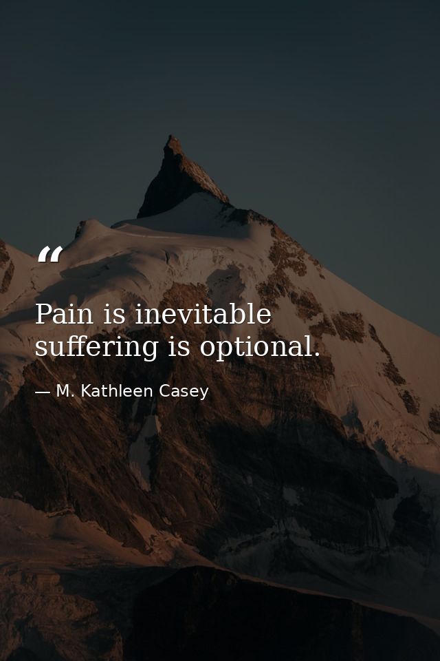 Pain is inevitable  suffering is optional. — M. Kathleen Casey