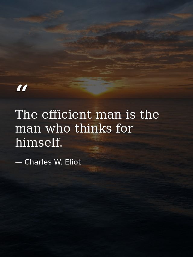 The efficient man is the man who thinks for himself. — Charles W. Eliot