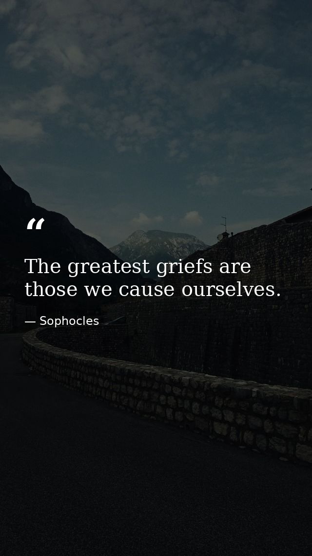 The greatest griefs are those we cause ourselves. — Sophocles