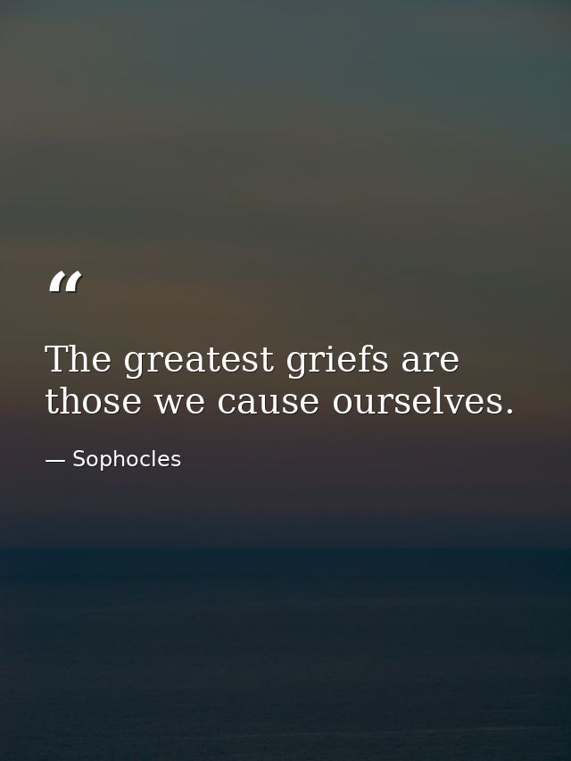 The greatest griefs are those we cause ourselves. — Sophocles