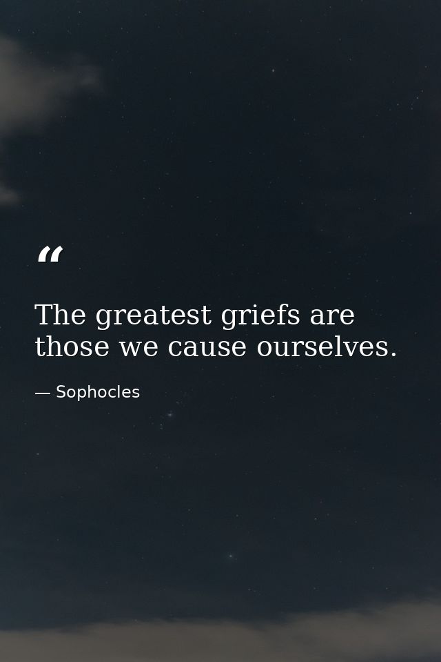 The greatest griefs are those we cause ourselves. — Sophocles