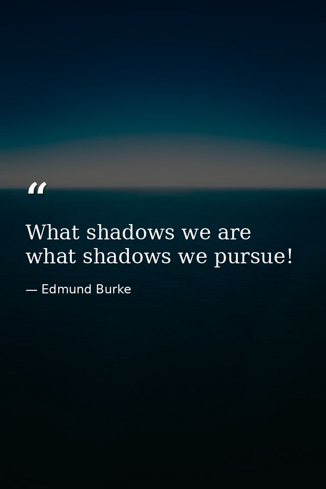 What shadows we are  what shadows we pursue! — Edmund Burke