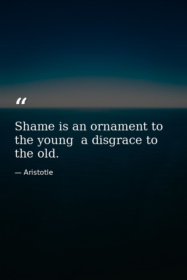 Shame is an ornament to the young  a disgrace to the old. — Aristotle