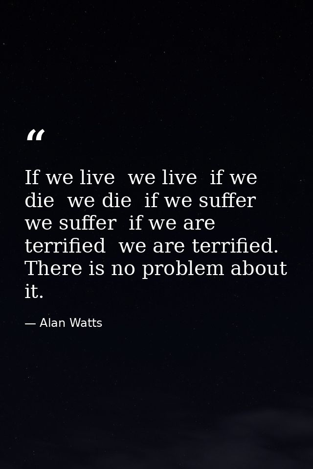 If we live  we live  if we die  we die  if we suffer  we suffer  if we are terrified  we are terrified. There is no prob — Alan Watts