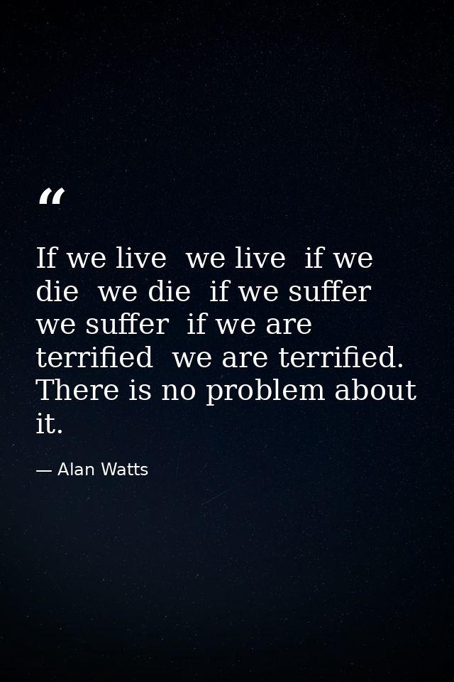 If we live  we live  if we die  we die  if we suffer  we suffer  if we are terrified  we are terrified. There is no prob — Alan Watts