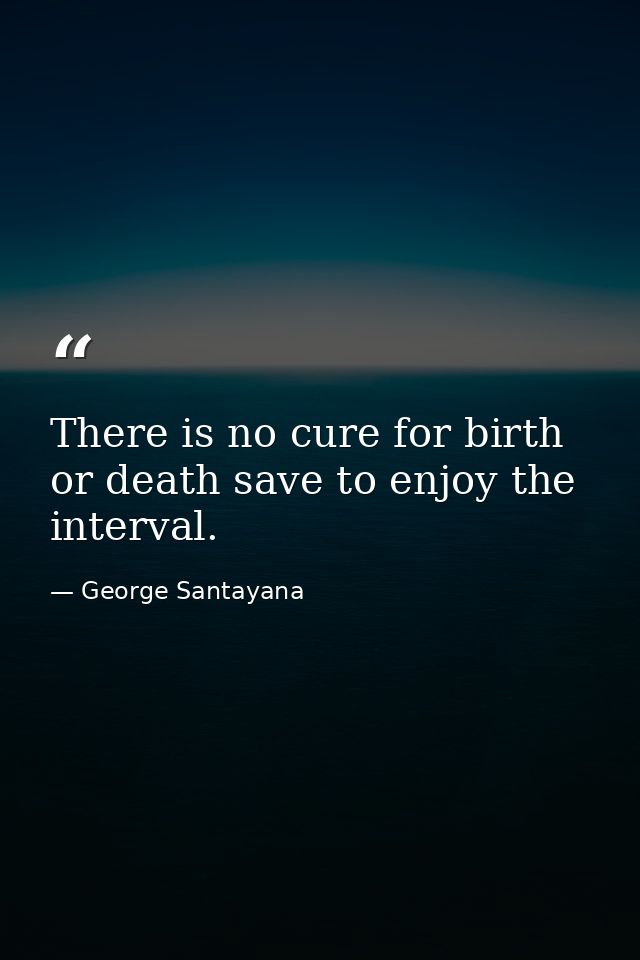 There is no cure for birth or death save to enjoy the interval. — George Santayana