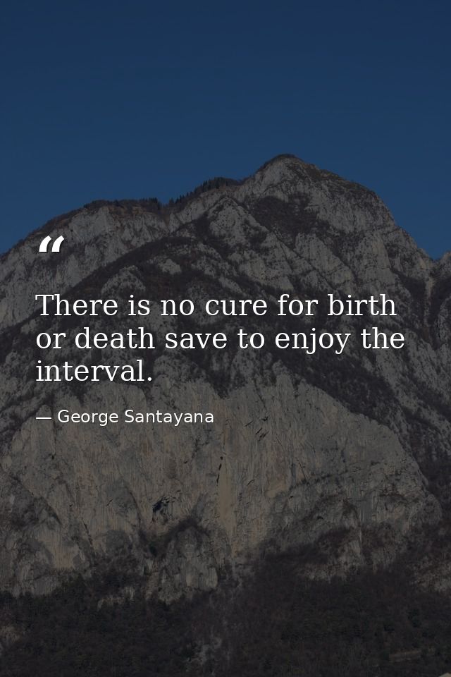 There is no cure for birth or death save to enjoy the interval. — George Santayana