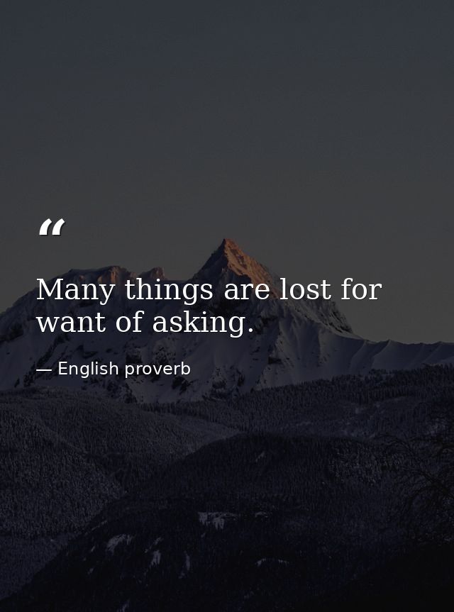 Many things are lost for want of asking. — English proverb