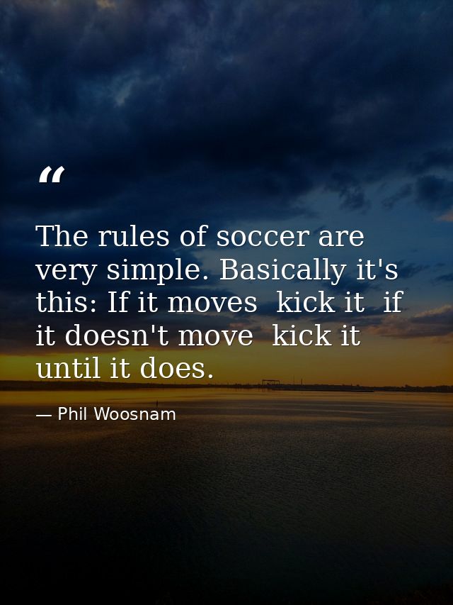 The rules of soccer are very simple. Basically it's this: If it moves  kick it  if it doesn't move  kick it until it doe — Phil Woosnam