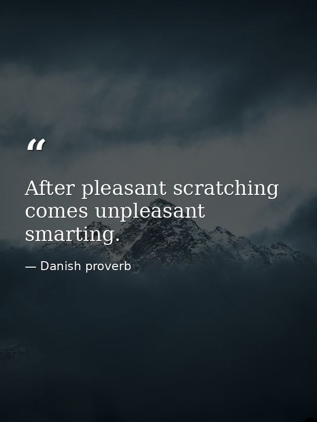 After pleasant scratching comes unpleasant smarting. — Danish proverb
