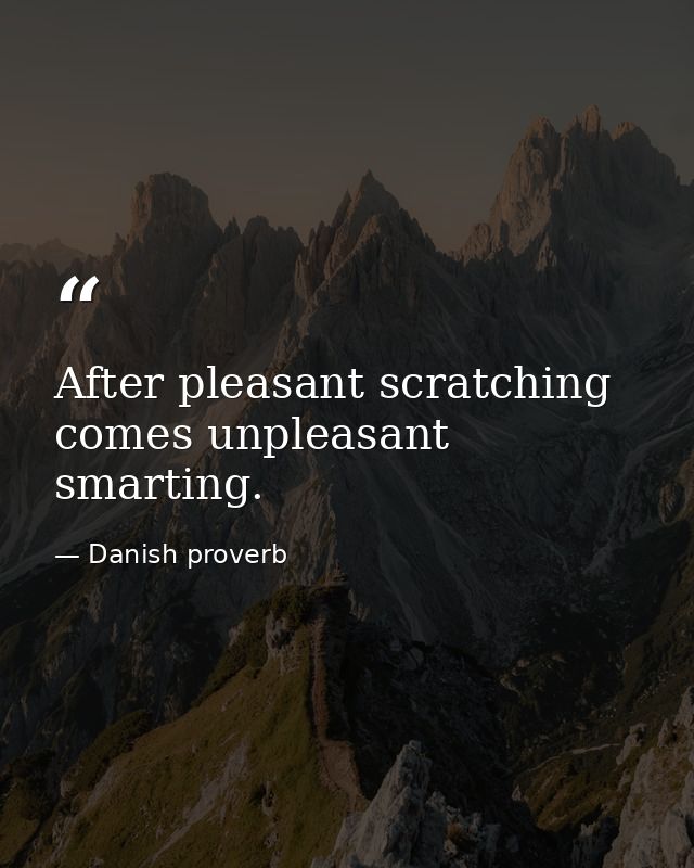 After pleasant scratching comes unpleasant smarting. — Danish proverb