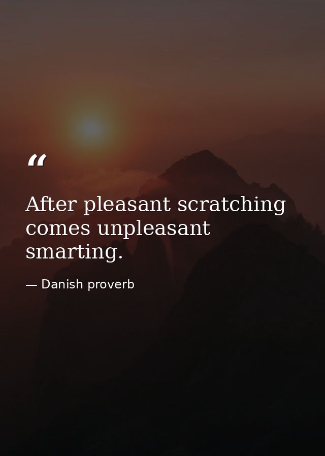 After pleasant scratching comes unpleasant smarting. — Danish proverb