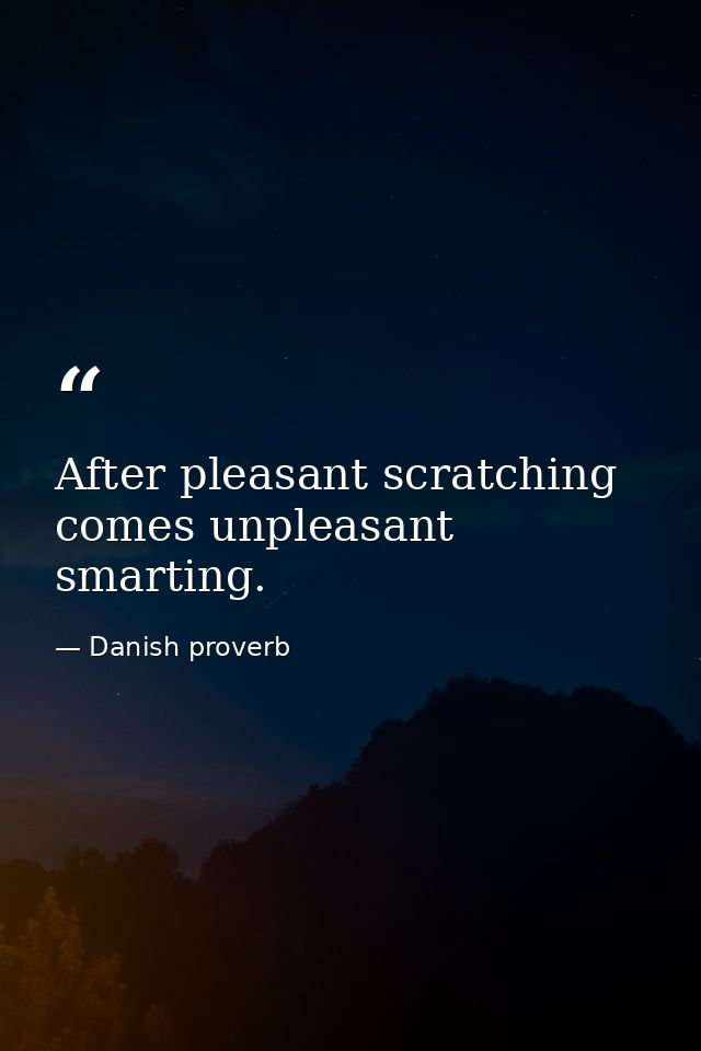 After pleasant scratching comes unpleasant smarting. — Danish proverb