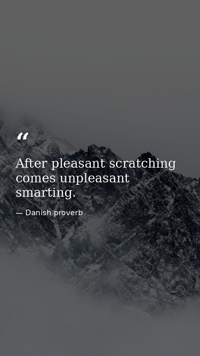 After pleasant scratching comes unpleasant smarting. — Danish proverb