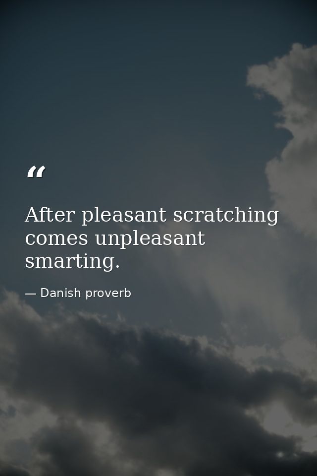 After pleasant scratching comes unpleasant smarting. — Danish proverb