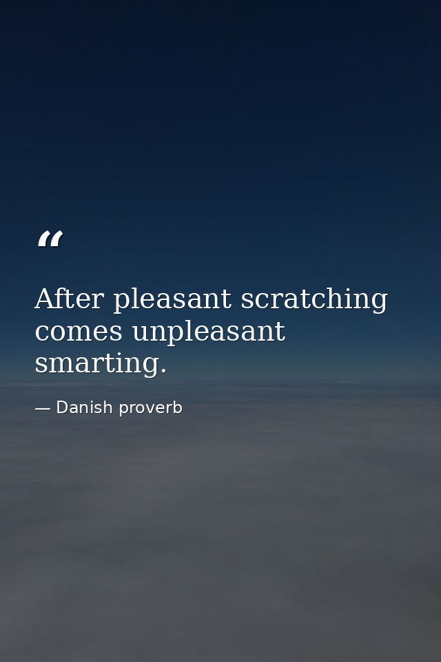 After pleasant scratching comes unpleasant smarting. — Danish proverb