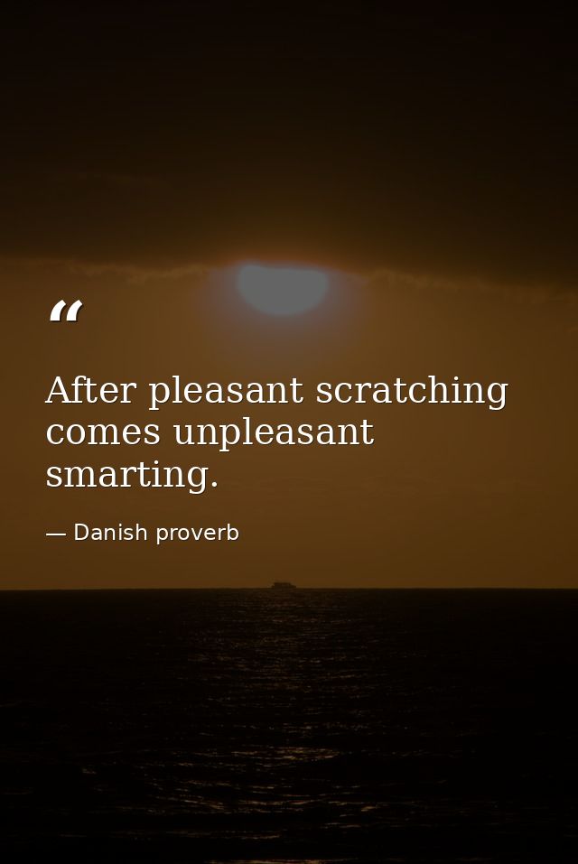 After pleasant scratching comes unpleasant smarting. — Danish proverb