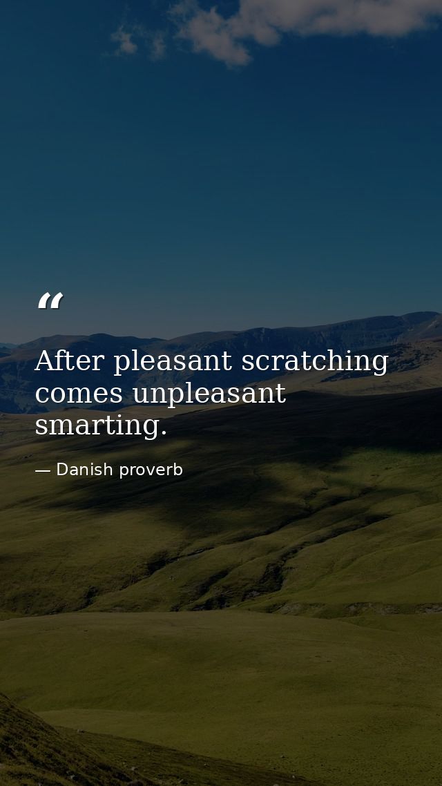 After pleasant scratching comes unpleasant smarting. — Danish proverb