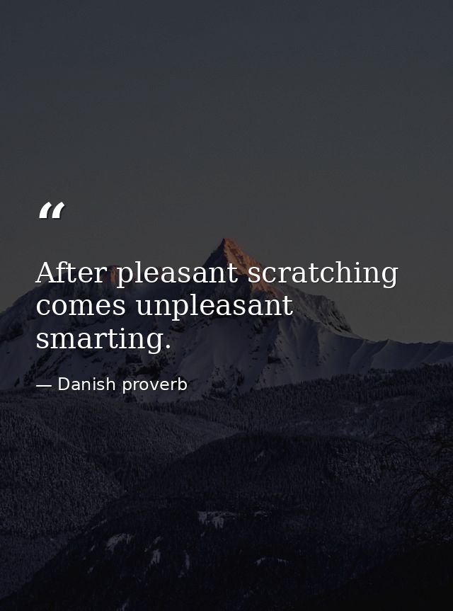 After pleasant scratching comes unpleasant smarting. — Danish proverb