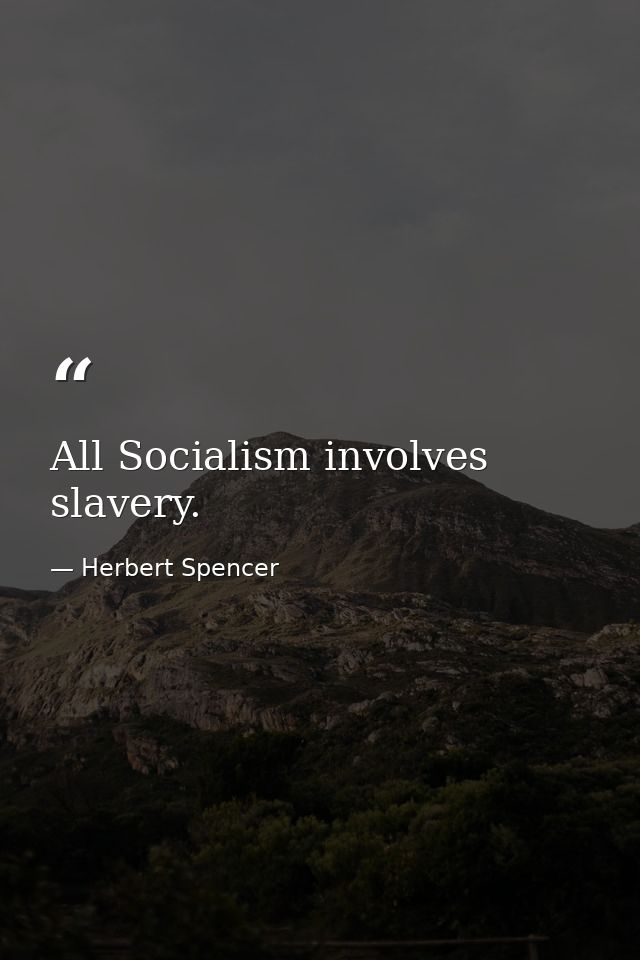 All Socialism involves slavery. — Herbert Spencer