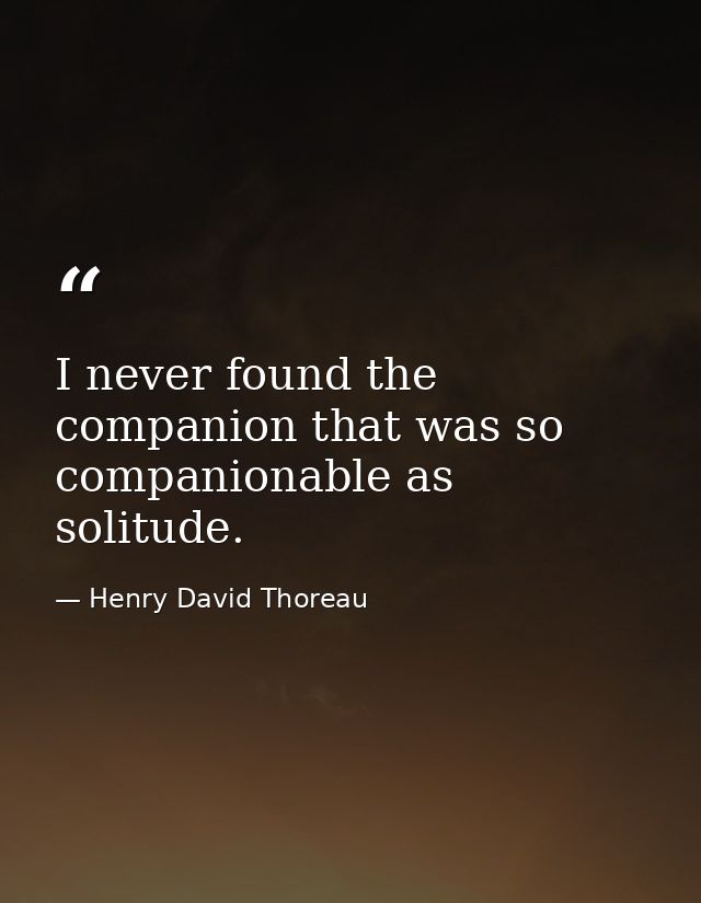 I never found the companion that was so companionable as solitude. — Henry David Thoreau