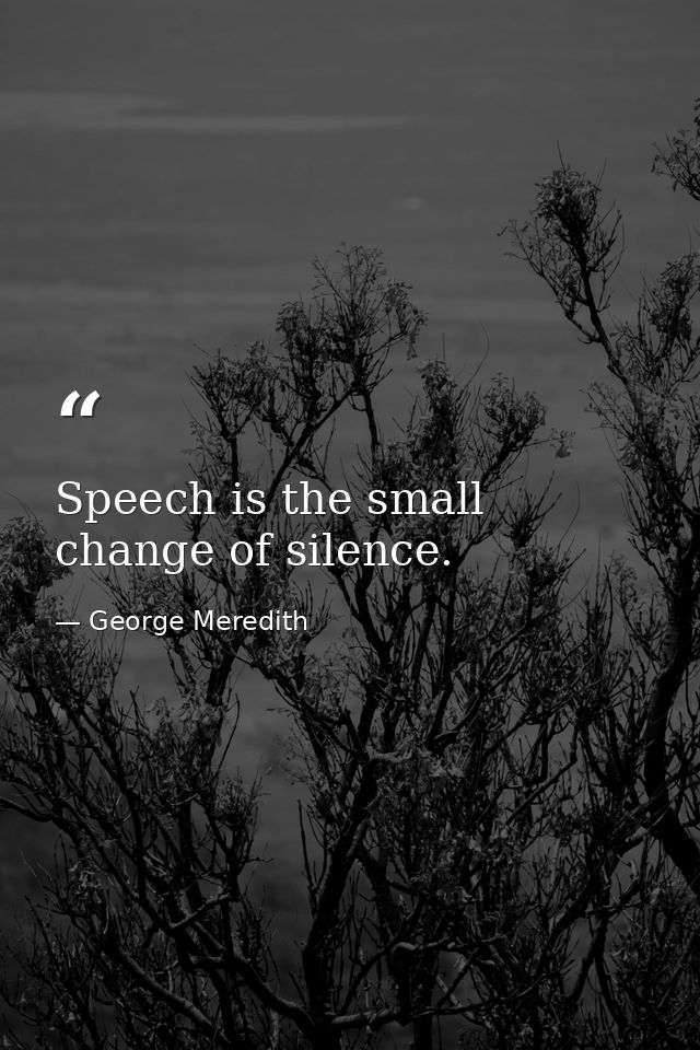 Speech is the small change of silence. — George Meredith
