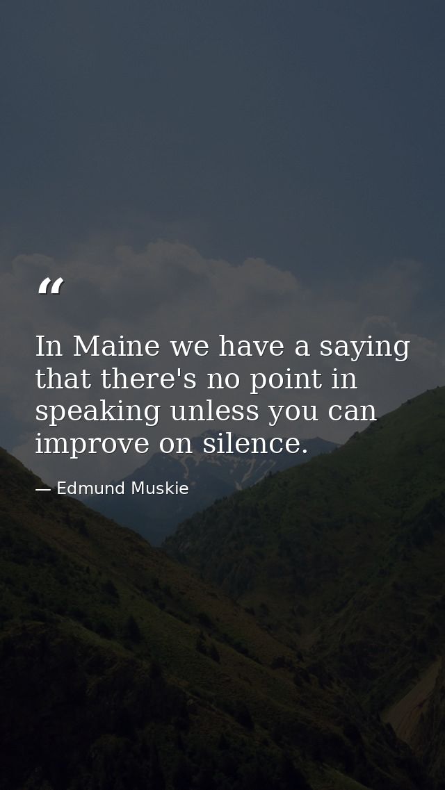 In Maine we have a saying that there's no point in speaking unless you can improve on silence. — Edmund Muskie