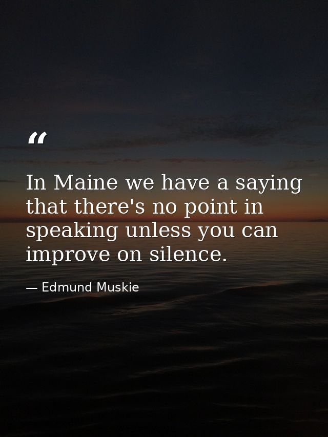 In Maine we have a saying that there's no point in speaking unless you can improve on silence. — Edmund Muskie