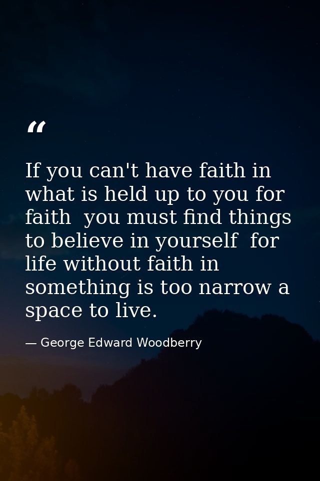 If you can't have faith in what is held up to you for faith  you must find things to believe in yourself  for life witho — George Edward Woodberry