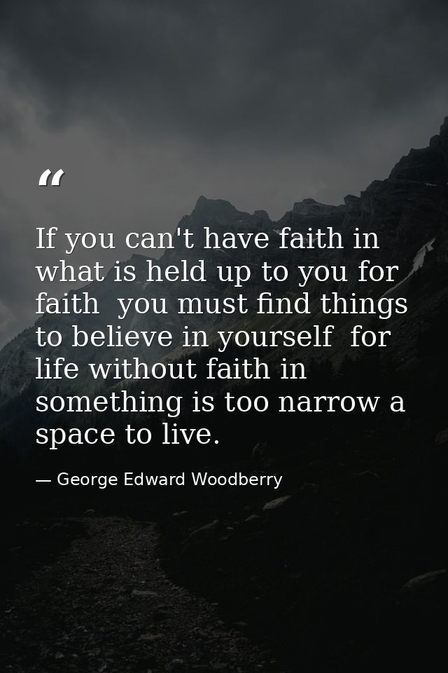 If you can't have faith in what is held up to you for faith  you must find things to believe in yourself  for life witho — George Edward Woodberry