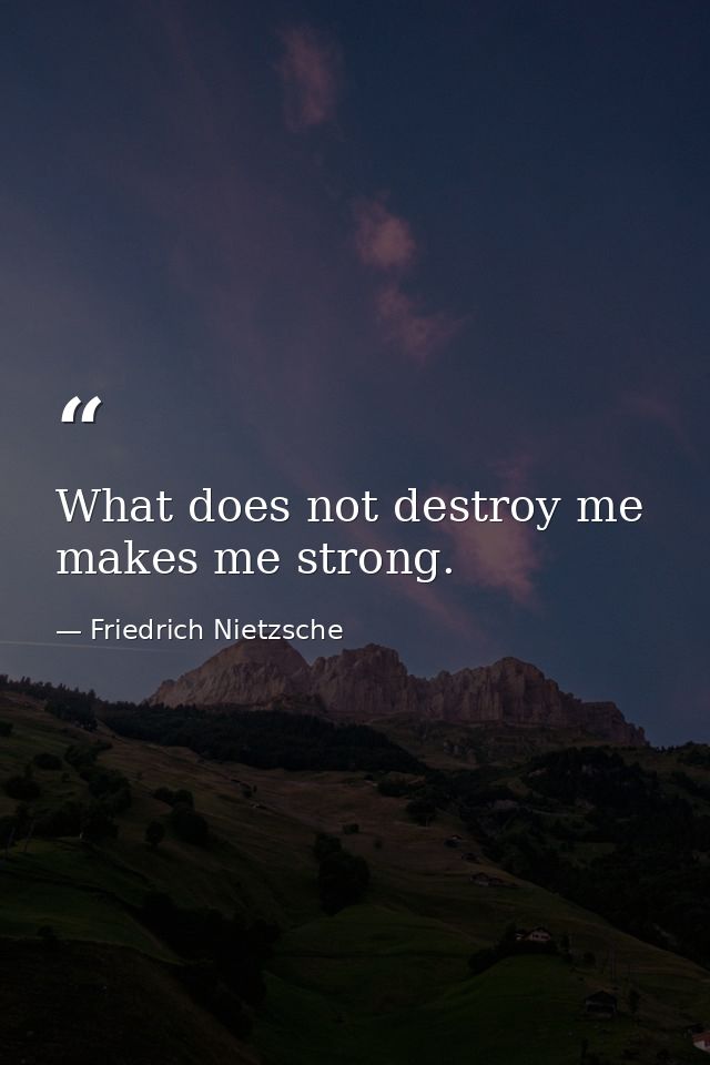 What does not destroy me  makes me strong. — Friedrich Nietzsche