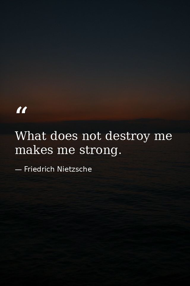 What does not destroy me  makes me strong. — Friedrich Nietzsche