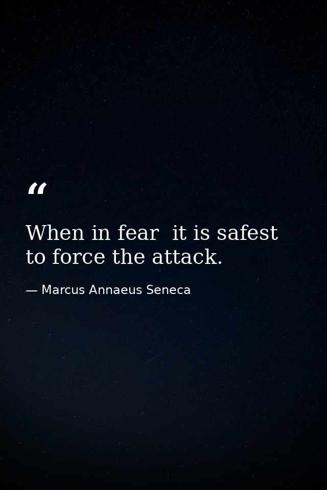 When in fear  it is safest to force the attack. — Marcus Annaeus Seneca