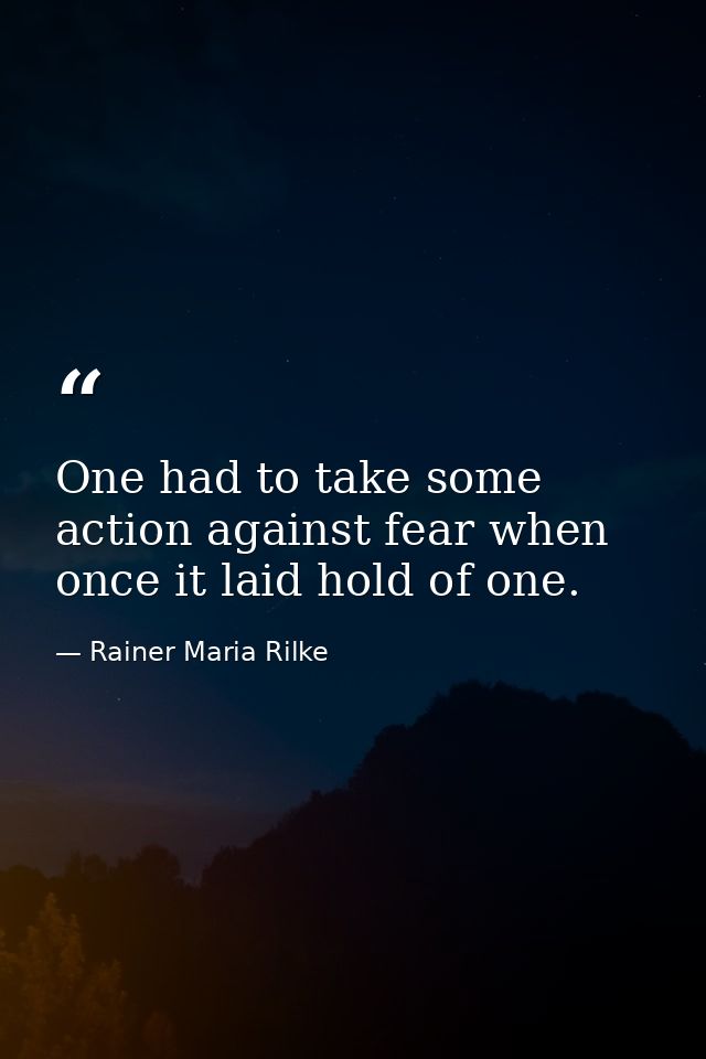 One had to take some action against fear when once it laid hold of one. — Rainer Maria Rilke