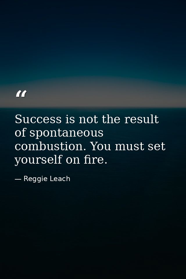 Success is not the result of spontaneous combustion. You must set yourself on fire. — Reggie Leach