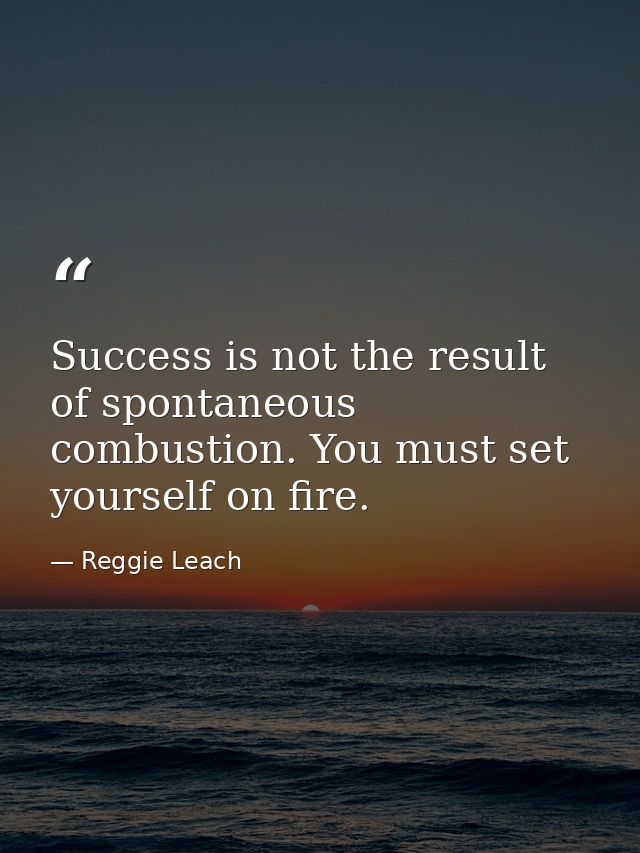 Success is not the result of spontaneous combustion. You must set yourself on fire. — Reggie Leach