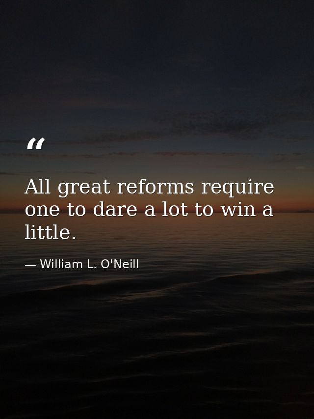 All great reforms require one to dare a lot to win a little. — William L. O'Neill