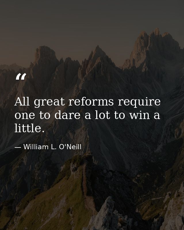 All great reforms require one to dare a lot to win a little. — William L. O'Neill