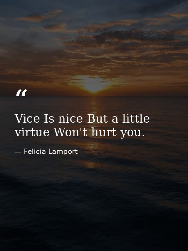 Vice Is nice But a little virtue Won't hurt you. — Felicia Lamport