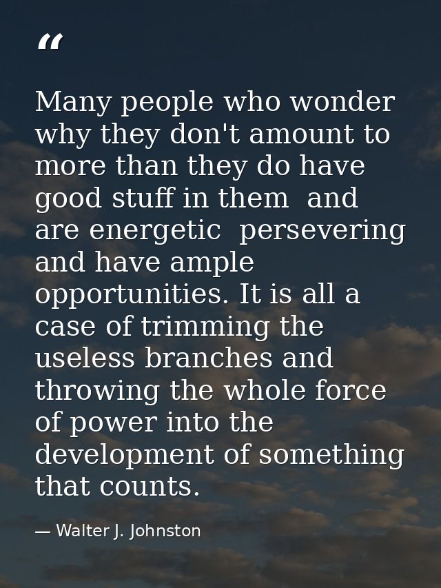 Many people who wonder why they don't amount to more than they do have good stuff in them  and are energetic  perseverin — Walter J. Johnston