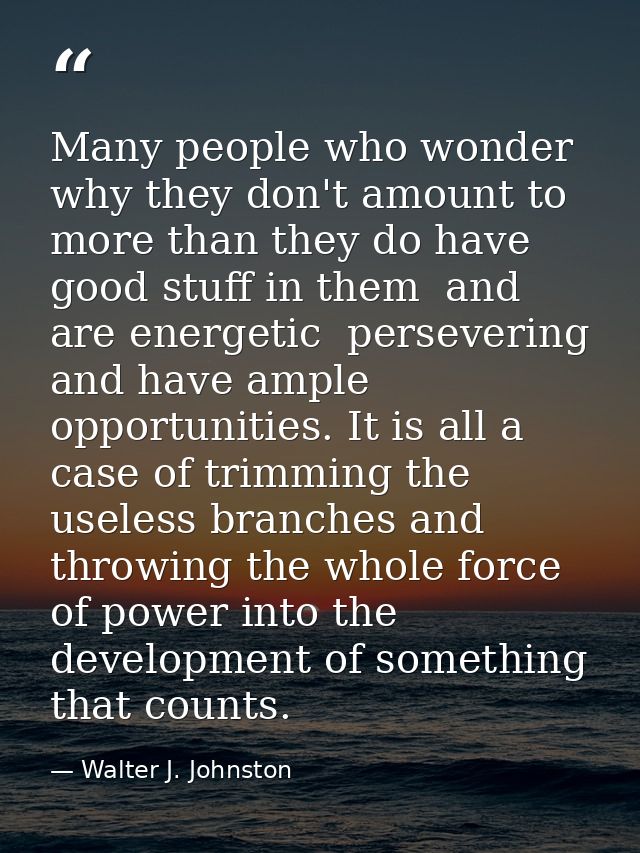 Many people who wonder why they don't amount to more than they do have good stuff in them  and are energetic  perseverin — Walter J. Johnston