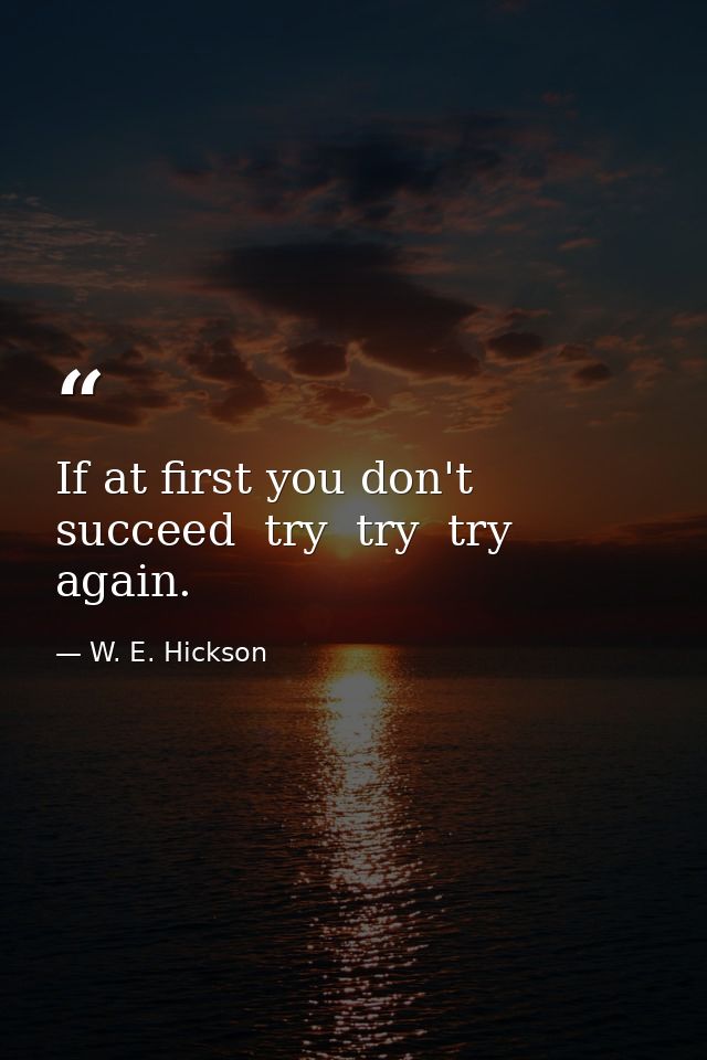 If at first you don't succeed  try  try  try again. — W. E. Hickson