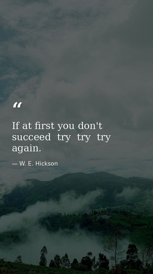 If at first you don't succeed  try  try  try again. — W. E. Hickson