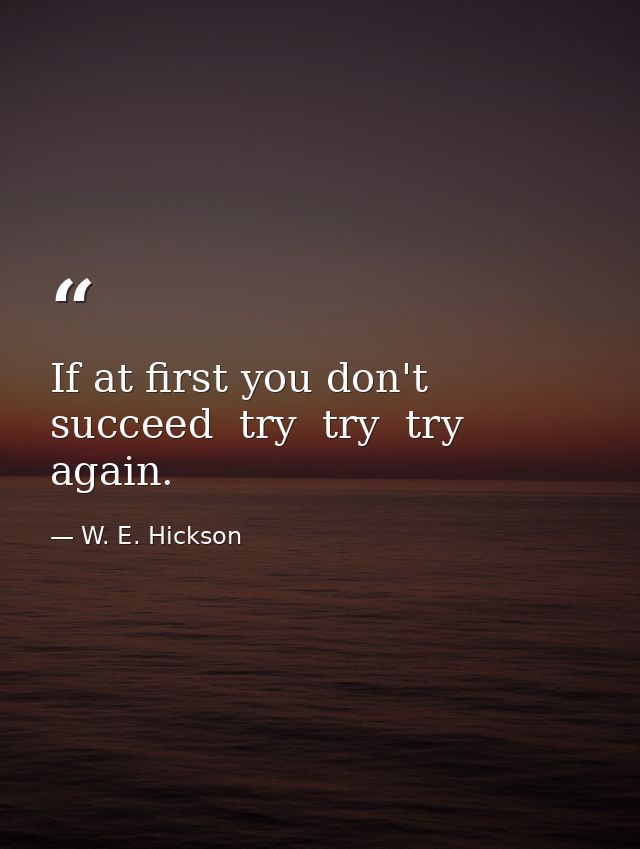 If at first you don't succeed  try  try  try again. — W. E. Hickson