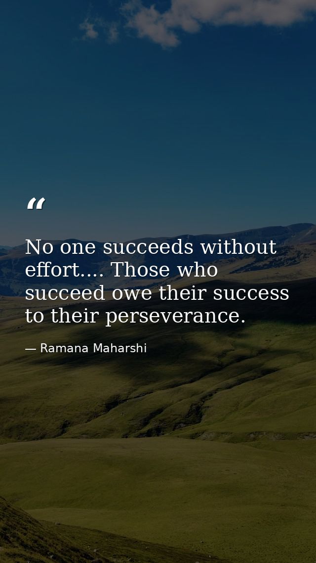 No one succeeds without effort.... Those who succeed owe their success to their perseverance. — Ramana Maharshi