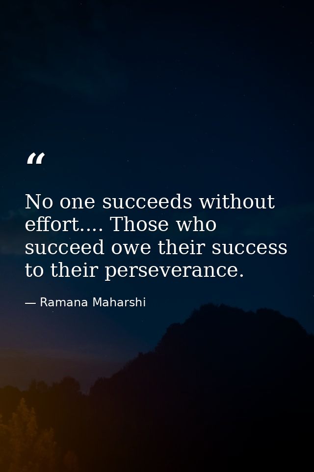 No one succeeds without effort.... Those who succeed owe their success to their perseverance. — Ramana Maharshi