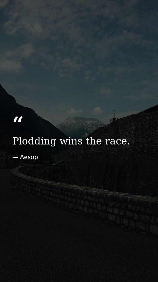 Plodding wins the race. — Aesop